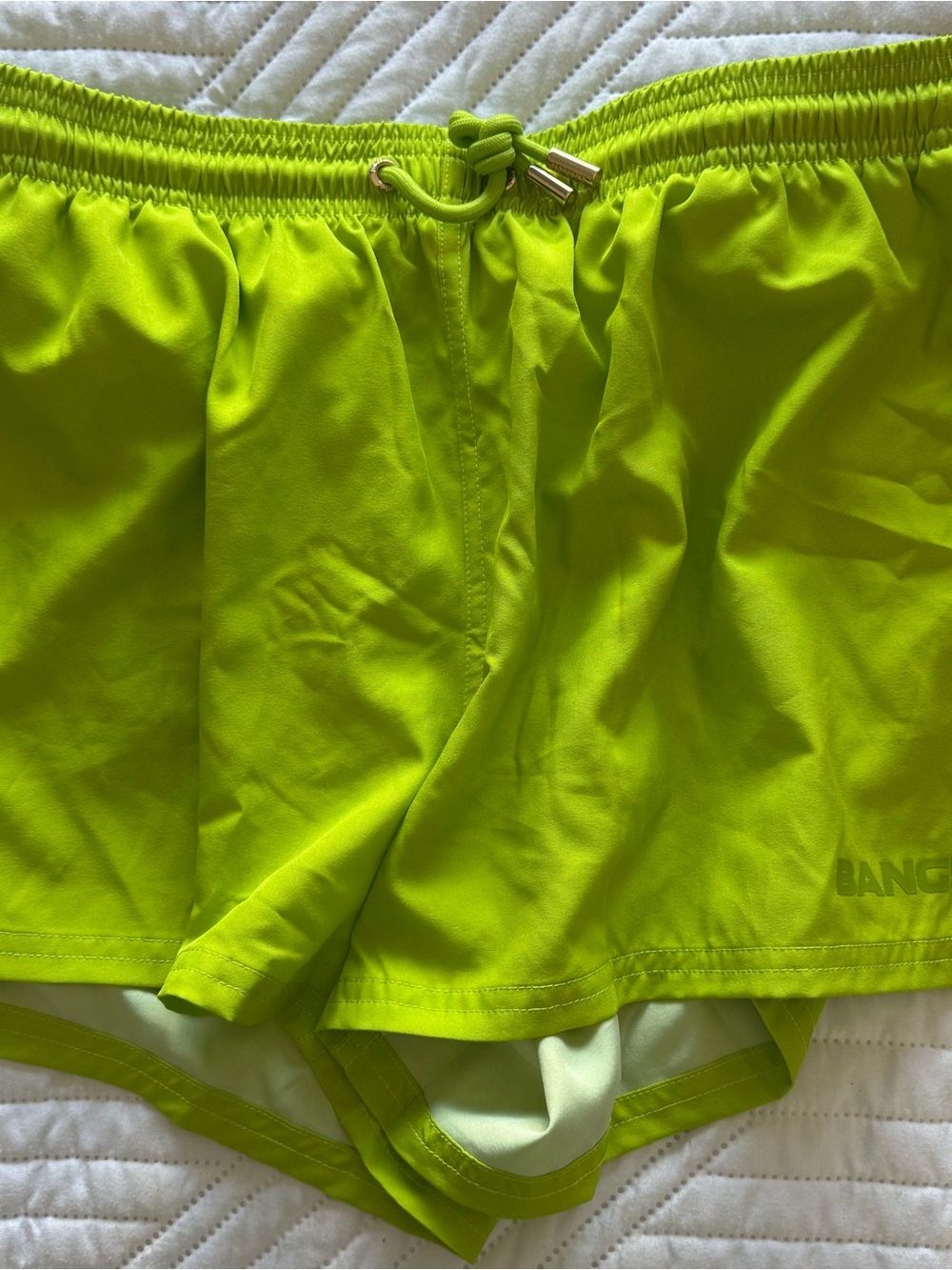 Men's Neon Lime Athletic Swim Shorts with Drawstring